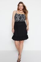 Trendyol Curve Black Knitted Ruffle Detailed Skirt
