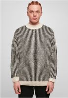 Oversized two-tone sweater white sand/black