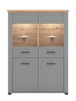 Nízka vitrína s kompletným osvetlením lotta - šedá/dub artisan