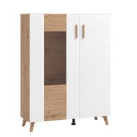 Široká vitrína bez osvetlenia jett - dub artisan/biela