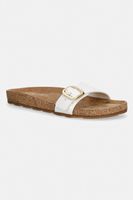 Tommy Hilfiger papuci pentru femei, din piele TH CLASSIC CORK SANDAL PEARL LTH
