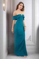 Trendyol Emerald Green Fitted Woven Long Evening Dress