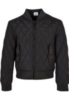 Girls' Diamond Quilt Nylon Jacket Black