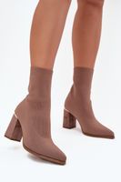 Boto Textilní dámské boty na podpatku béžové Virelle