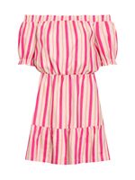 Pink striped linen dress with exposed shoulders ORSAY - Women