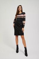 Marisse Black Pencil Skirt With Decorative Buttons