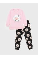 LC Waikiki Lcw Crew Neck Patterned Long Sleeve Girl's Fleece Pajama Set