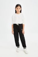 DEFACTO Girl Black Elastic Waist Leg Printed Jogger Sweatpants