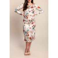 Plus Size Midikleid Mit Blumenprint, Hellrosa