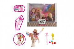 Bábika Lilly s česacím jednorožcom plast 25cm s krídlami s doplnkami v krabici 30x24x7cm