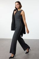 Trendyol Anthracite Stripe Detailed Long Winter Overalls