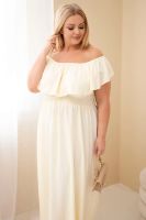 Kesi Włoski Plus Size maxi sukienka z marszczeniami w kolorze żółtym