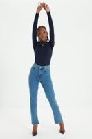 Trendyol Kék rés High Waist Mom Jeans