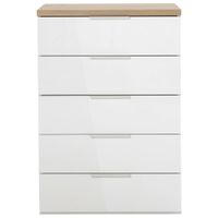 Carryhome KOMODA, dub artisan, biela s vysokým leskom, 69/101/44 cm