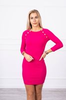 Dress with decorative buttons in fuchsia color