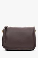 Estro: Ciemnobrązowa skórzana torebka damska z szerokim paskiem