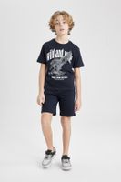 DEFACTO Boy's Printed Short Sleeve T-shirt Shorts 2-Piece Set