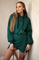 Insulated dress with a clutch bottom in dark green color