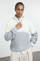 Trendyol Stone Regular Half Turtleneck Color Block Knitwear Sweater