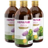 HepaFar Detox-Drink 3x500 mL. Natürlich Leber & Körper entgiften. 100% pflanzlich: Mariendistel, Artischocke, Löwenzahn, Grüner Tee und Mn | Sensilab