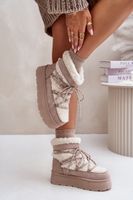 Snow boots on platform with binding light beige Izathiel