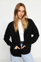 Trendyol Black Wide Fit puha texturált zsebrészlet kötöttáru Cardigan