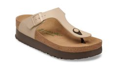 Birkenstock Gizeh Flex Platform Birko-Flor Regular Fit Sandcastle Dámske - Sandále Birkenstock - Svetlohnedá - 1031205-8 - Size: 8