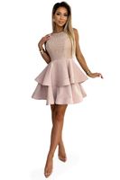Double flared dress with a Numoco lace top
