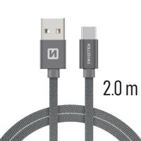 Datový kabel Swissten Textile USB / USB-C 2 M, grey