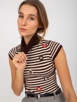 Dark brown turtleneck with short sleeves