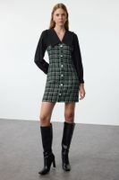 Trendyol Green Plaid / Checkered Mini Woven Dress