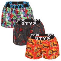 3PACK női bő szárú boxeralsó Styx art sportos gumipánt többszínű (3T15245) M