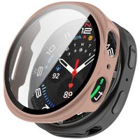 PC FULL COVER Plastičen ovitek s steklom za Samsung Galaxy Watch9 44mm staro roza