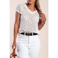 Baumwoll-T-Shirt Mit Spitze, Weiß