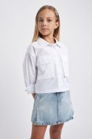 DEFACTO Girl's Crop Poplin Long Sleeve Shirt