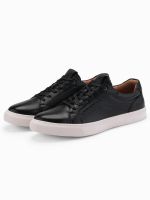 Ombre Men's eco leather sneakers shoes - black