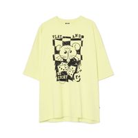 Cropp - Oversize majica s potiskom - rumeno zelena