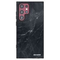 Silikónový čierny obal pre Samsung Galaxy S22 Ultra 5G - Black marble