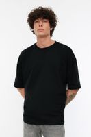 Trendyol Black Oversize/Wide Cut Basic 100% Cotton T-Shirt