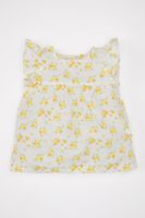 DEFACTO Baby Girl Crew Neck Floral Linen Look Sleeveless Blouse