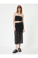 Koton Midi Tulle Skirt Normal Waist Draped