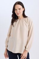 DEFACTO Crew Neck Button Detail Raglan Sleeve Long Sleeve Blouse