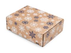 25 ks - Darčeková krabica s potlačou vločiek 245x185x75 mm