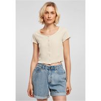 Women's Soft Seagrass T-Shirt Cropped Button Up Rib