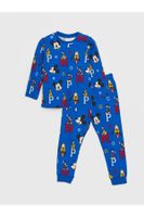 LC Waikiki LCW baby Crew Neck Long Sleeve Mickey Mouse Printed Baby Boy Pajamas Suit