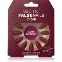 Technic Cosmetics False Nails Stiletto Изкуствени нокти Matte Burgundy 24 бр.