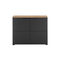 home24 KOMODA, čierna, farba duba, 100/80/40 cm