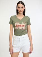 Guess Logo Flowers Tricou Verde