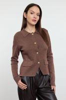 Trendyol Brown Premium Yarn/Special Yarn Basic Knitwear Cardigan