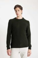 DEFACTO Standard Fit Regular Cut Crew Neck Jacquard Knitwear Sweater